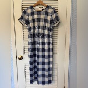 J. Crew Sparkling Blue and White Midi Dress